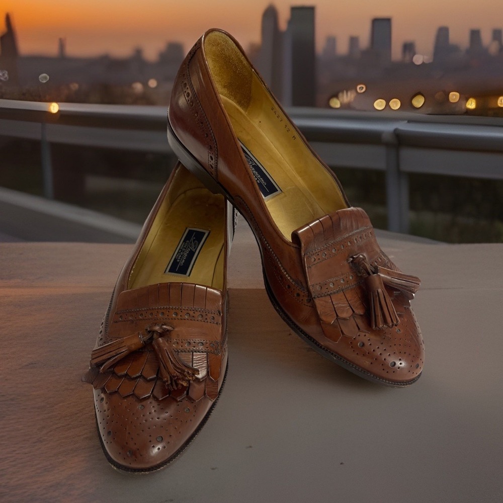 Cole Haan Bragano Brown Leather Tasseled Kiltie Men Sz 12 M Dress Shoes Italy